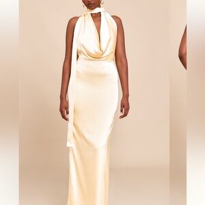 PrettyLittleThing Cream Maxi Dress